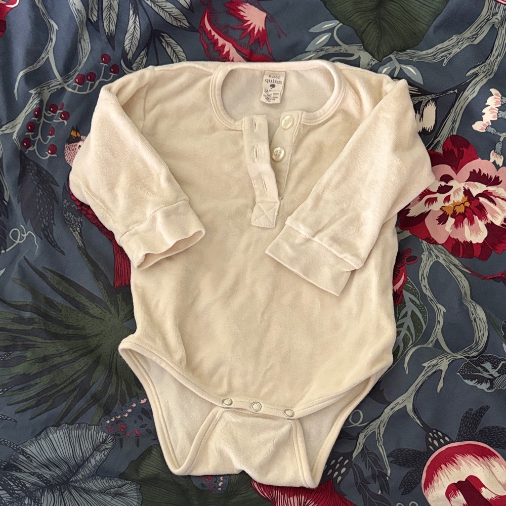 Soft Cream Velour Henley Bodysuit - Kate Quinn